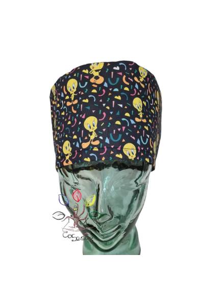 Touca cirúrgica Zendal Tweety com confetti para cabelo médio