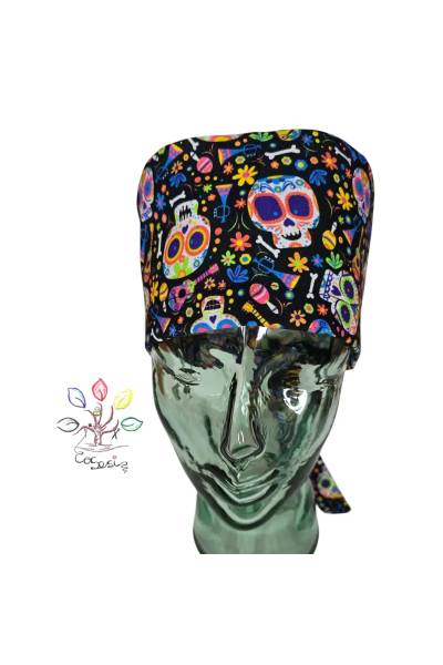 Touca cirúrgica bandana Camilo catrinas para cabelo curto