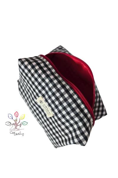 Black Gingham Mini Box Wash Bag