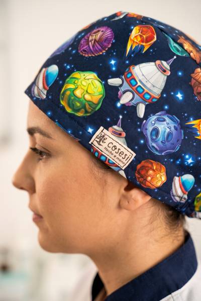 Touca cirúrgica Zendal planetas para cabelo médio
